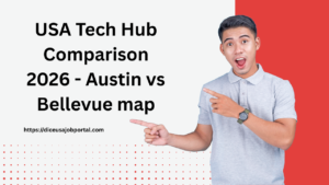 USA Tech Hub Comparison 2026 - Austin vs Bellevue map