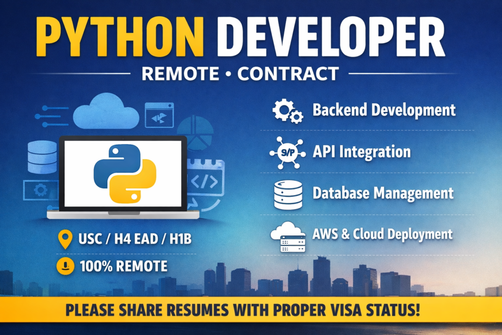 python angular developer (remote) - sprint pixel job... Python Developer Ohio Remote Opportunity - Dice usa job portal
