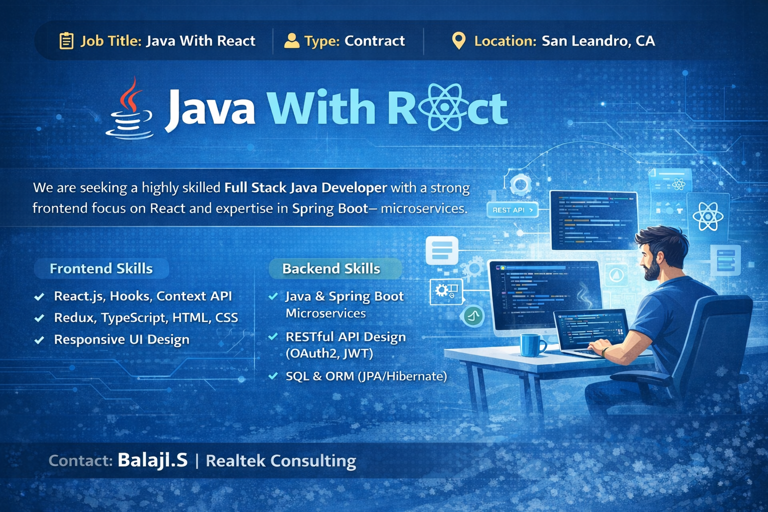Full Stack Java Developer San Leandro CA Contract - Dice usa job portal