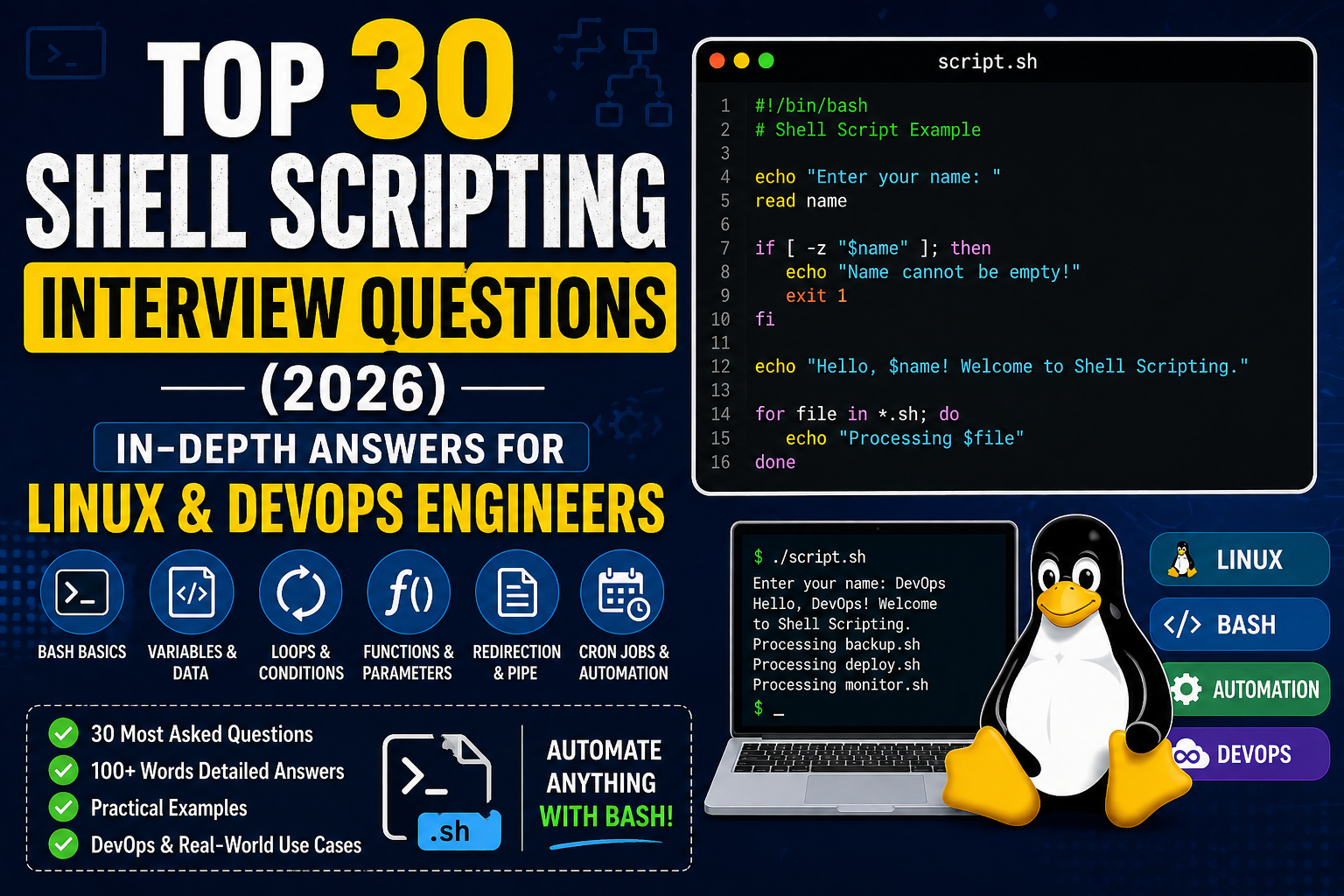 Top in 2026 of Shell Scripting Interview Questions in depth answers for ...