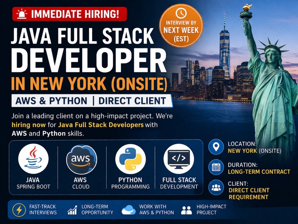 Immediate Java Full Stack Developer Jobs in New York (Onsite) - Dice ...