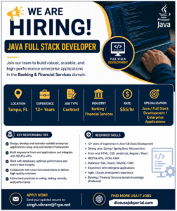 Java Full Stack Developer Jobs Tampa FL