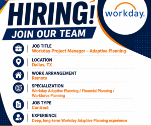 Workday Project Manager Dallas, TX